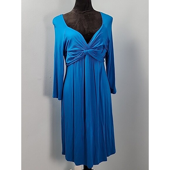 Spense Petite PXL Knee Length Blue Dress Jersey Fit & Flare Party Dress Stretch - Picture 1 of 10